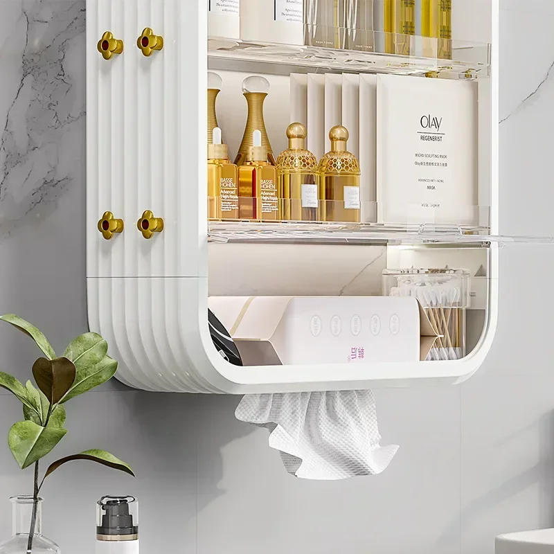 Wall-mounted storage rack, kitchen layered bathroom storage box, household perforated sink storage rack shelf organizer shelf