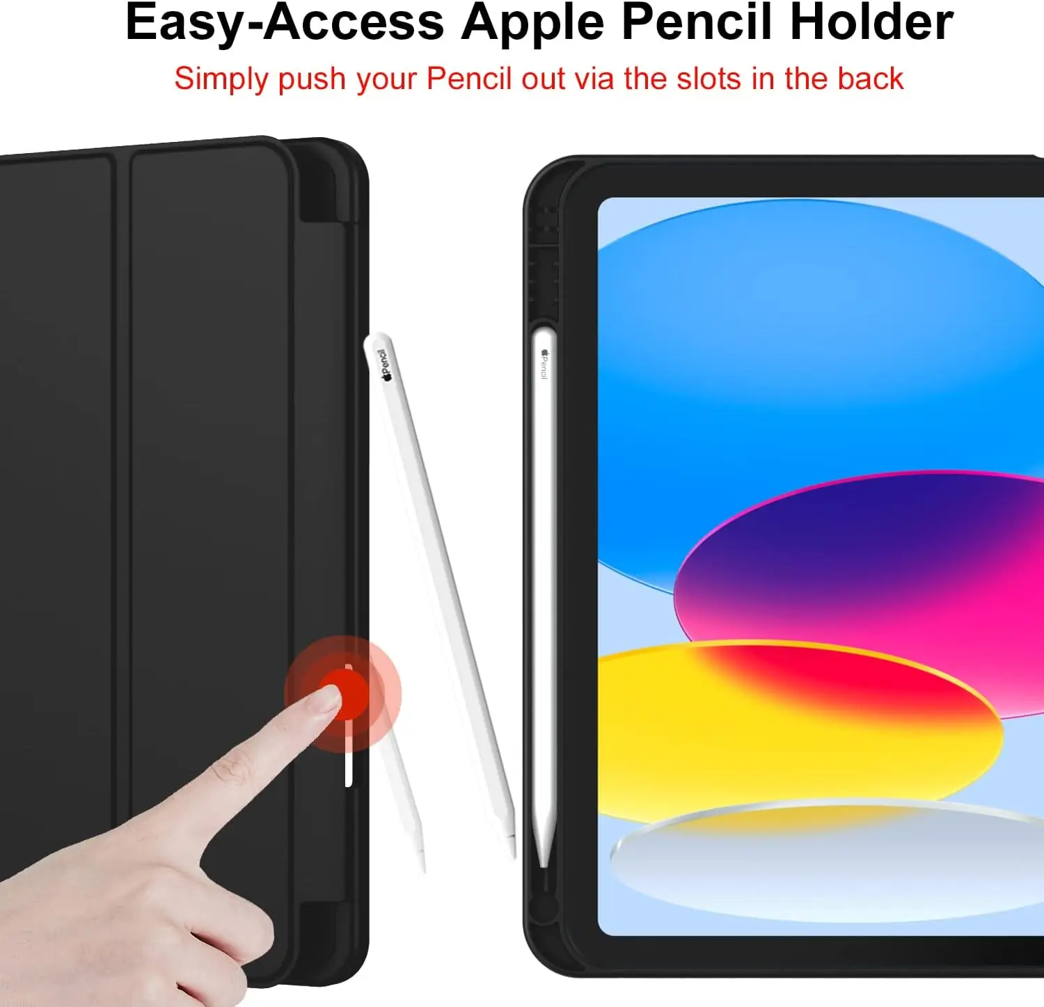 Чехол для iPad (A1616) Чехол для iPad 10-го поколения [11 дюймов, 2025/10,9 дюймов 2022] с подставкой для карандашей, смарт-чехол с тройной складной подставкой