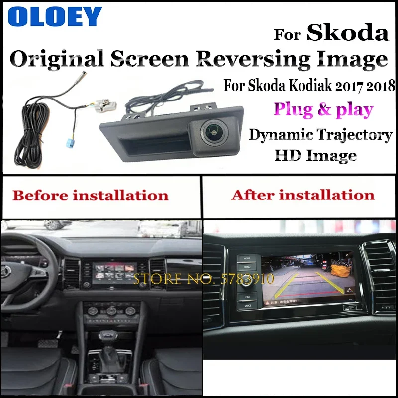 Reversing camera connect original screen For Skoda Kodiak 2017 2018 Dynamic track camera | HD Reverse Backup Rear camera