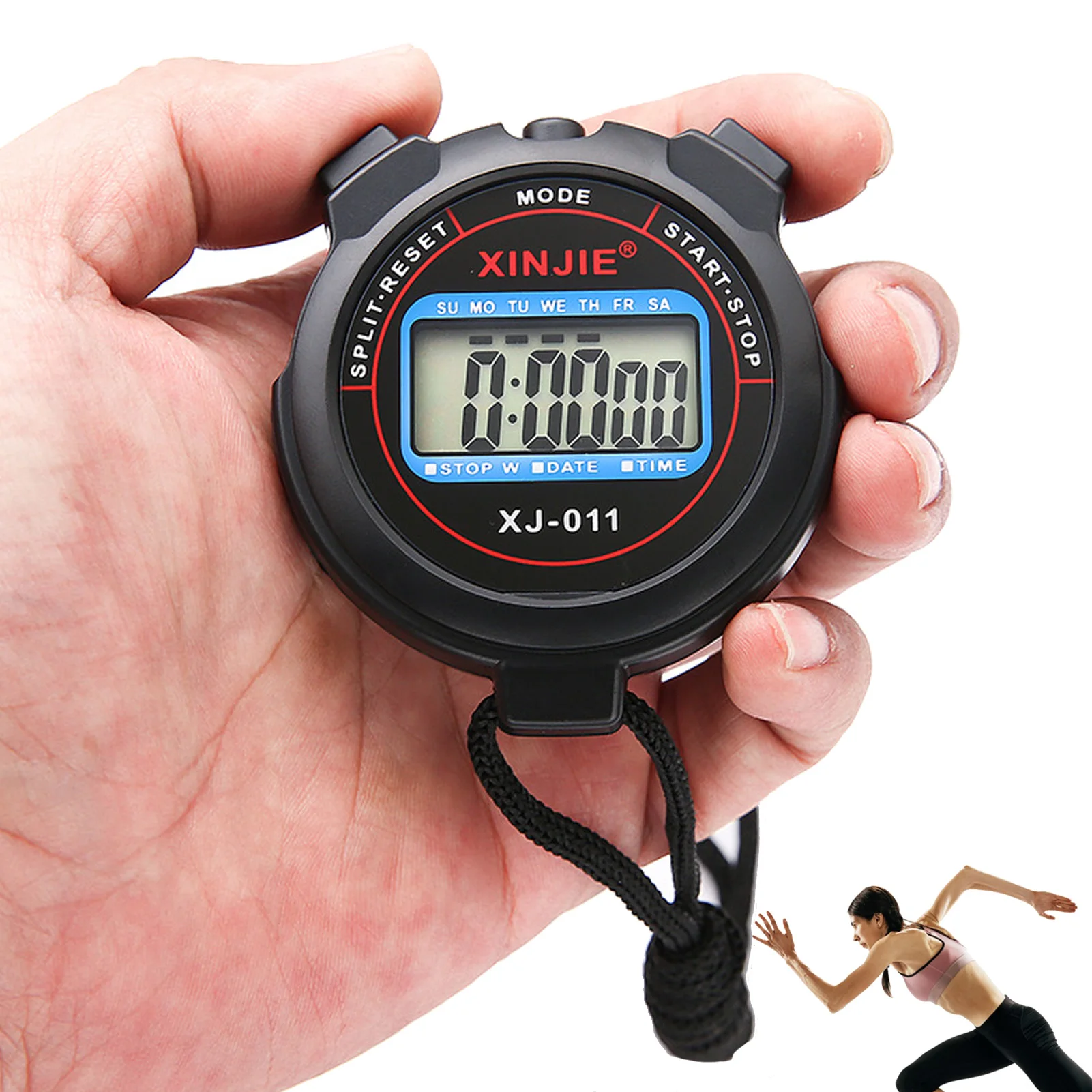 Sport Stopwatch Timer Atleet Scheidsrechter Timer Draagbare Waterdichte Fitness Timer Met Datum Display Wekker En Klok Voor Fitness