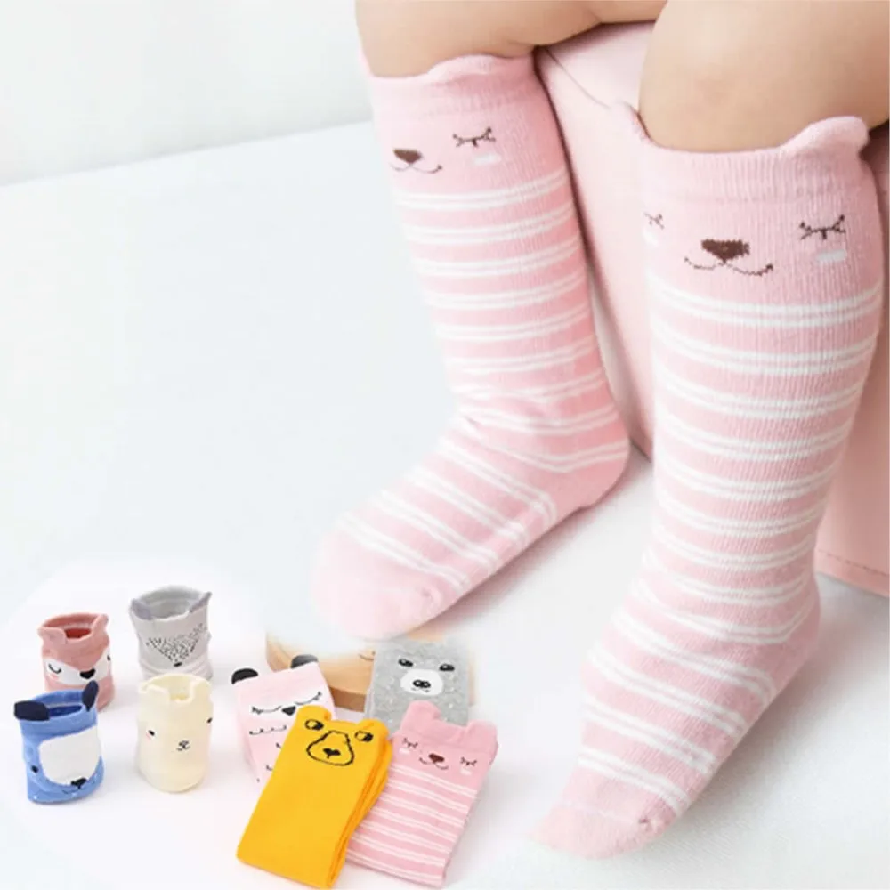 Children Boy Girl Pattern Animal Non-Slip Knee High Sock Baby Fox Cat Cotton Cute Cartoon Infant Socks Toddlers knee high