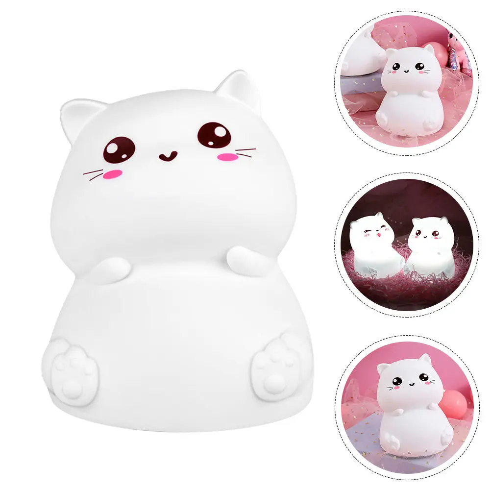 

1 шт. силиконовый ночник-котик с USB-зарядкой, меняющий цвет, прикроватный светильник, милый мультяшный ночник для детской спальни и яслей