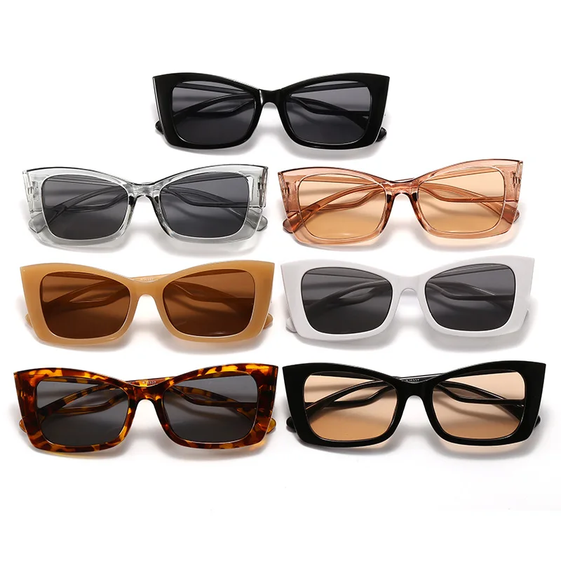 Pc Frame Cat Eye Sunglasses Women Men Vintage Brand Hollow Square Sun Glasses for Male Shades Female Eyewear Anti-Glare