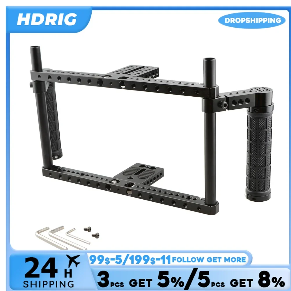 HDRIG Volle-rahmen Kamera Käfig Mit Gummi Griffe Grundplatte Top Platte Für große DSLR Für Panasonic GH5 / GH4 / GH3