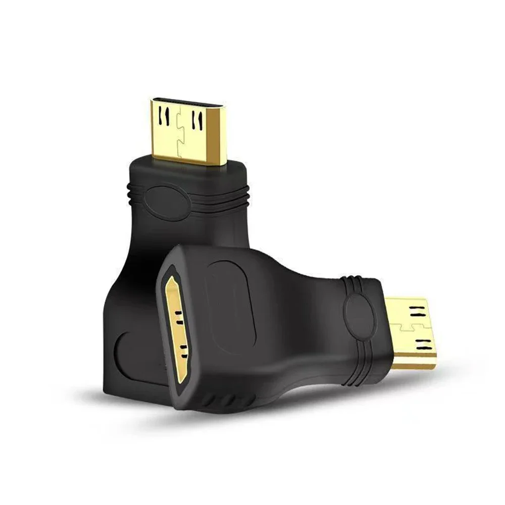 Mini adaptador compatible con HDMI chapado en oro Mini HDMI macho a HDMI hembra adaptador HD 1080P para cámara tableta