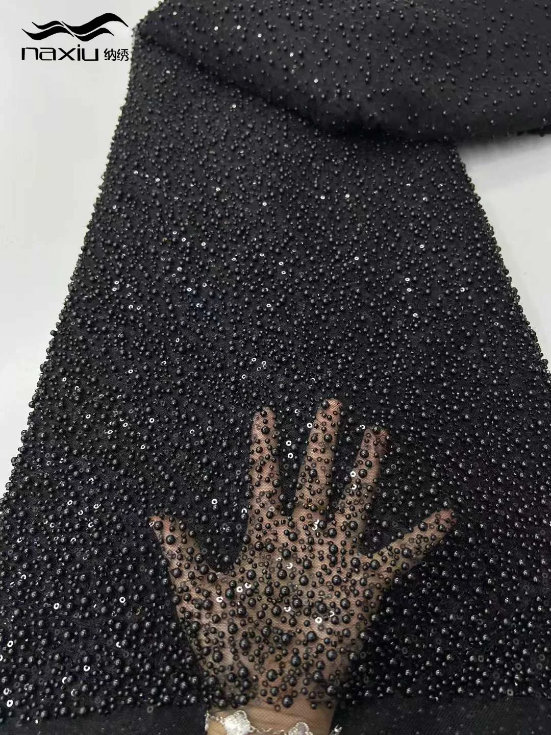 Madison African 2026 High Quality Mesh Sequins Embroidery Beaded Tulle Nigerian Lace Fabrics For Bridal Material Wedding Sewing