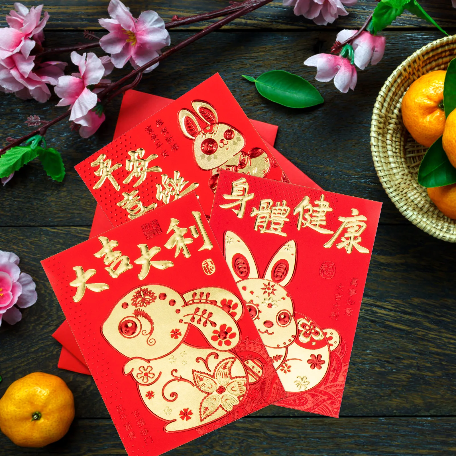 

60 Pcs Creative Cartoon Red Packet Chinese New Year Envelopes Paper Rabbit Money Spring Festival Packets Gift Giving