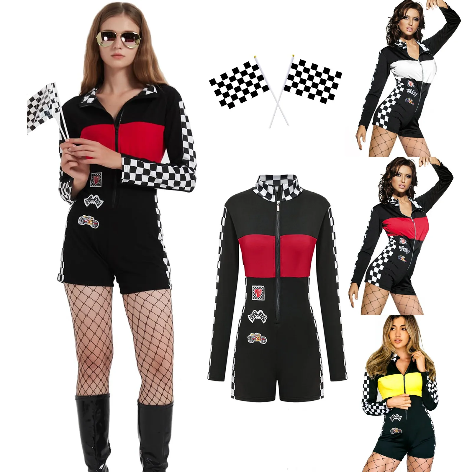 Apprabant Personalized Streetwear Blocking Color Playsuits Fashion Tight Fitting Lapel Long Sleeved And Sexy Shorts Jumpsuit