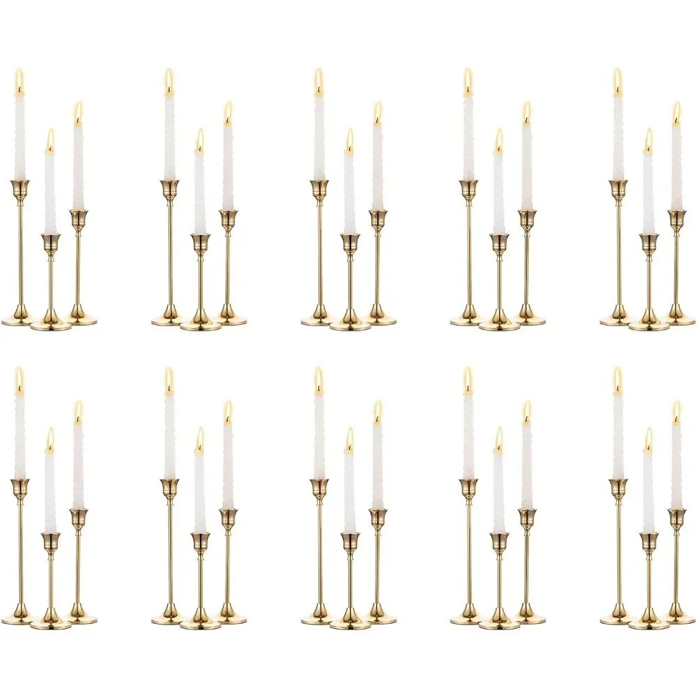 Candlestick Candle Holders 30 Pcs Candle Stick Holder Gold Taper Candle Holder Stand for Wedding Party Thanksgiving