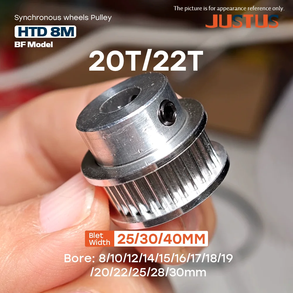 HTD 8M Timing Pulley 20T/22T BF Type Tooth Width 27/32/42mm Bore 8-30mm Aluminum Synchronous Wheel For 8M Timing Belt
