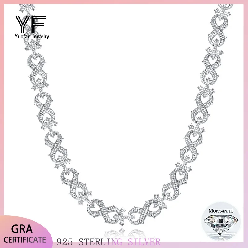 

S925 Silver Moissanite Cuban link Necklaces 16~24inch HipHop Style Jewelry Personalized customization Valentine's Day Gift