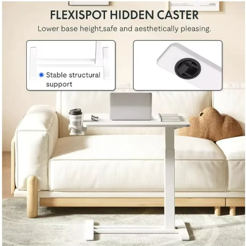 عجلات طاولة بجانب السرير معدنية قابلة للتعديل تعمل بالهواء المضغوط لتناول الطعام في المستشفى والمدرسة والسوبر ماركت وغرفة النوم والصالة الرياضية #4