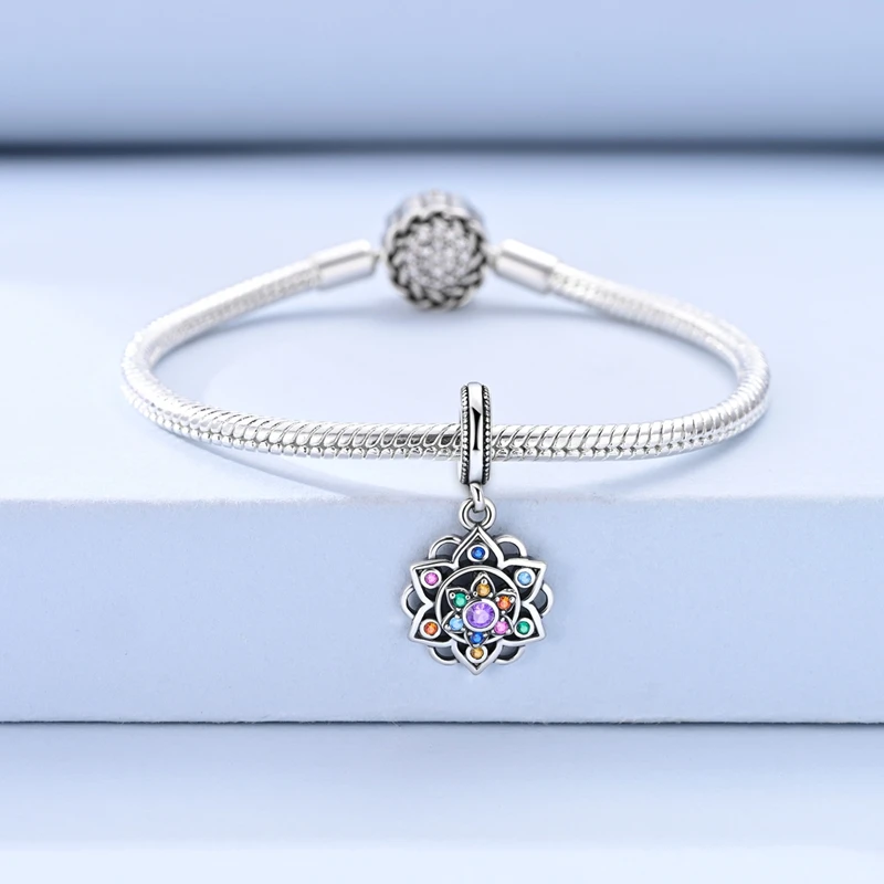 Original 925 Sterling Silver Charm Bead Rotatable Lotus Pendant Fit Original Bracelet Necklace For Women DIY Jewelry Gift