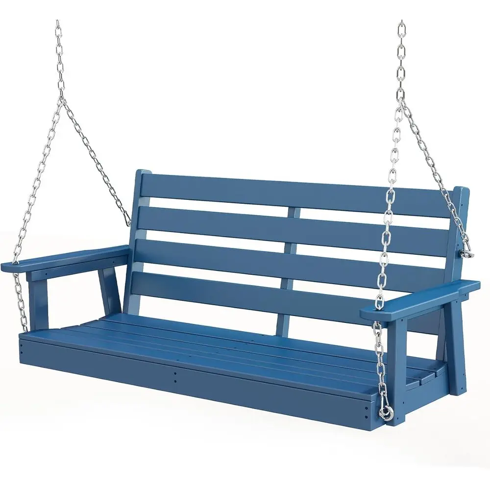 

All-Weather HDPE Outdoor Patio Swing with Stainless Steel Chains, Blue