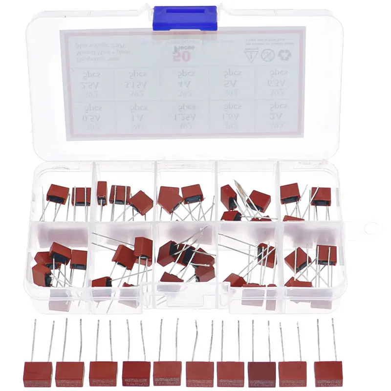 50Pcs 10Kinds x5pcs 392 Square Fuse Plastic Electrical Assorted Fuse Mixed pack kit 0.5A 1A 1.25A 1.6A 2A 2.5A 3.15A 4A 5A 6.3A