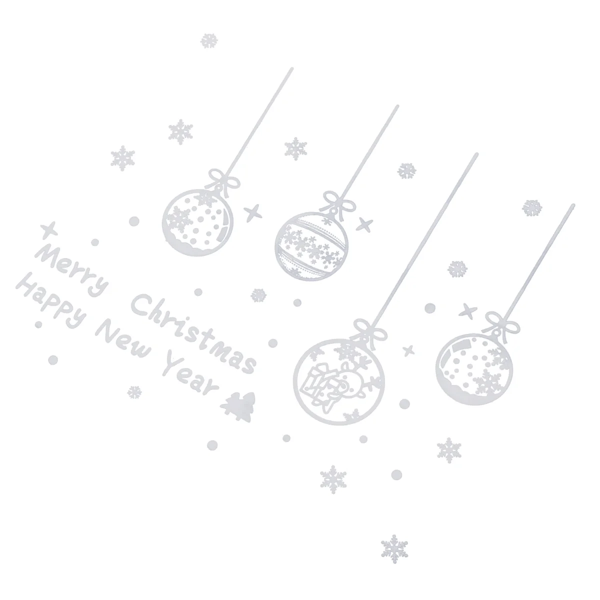 Removable Christmas Vinyl Window Stickers Baubles Snowflakes Wall Glass Door Tiles Smooth Surfaces Repositionable Reusable