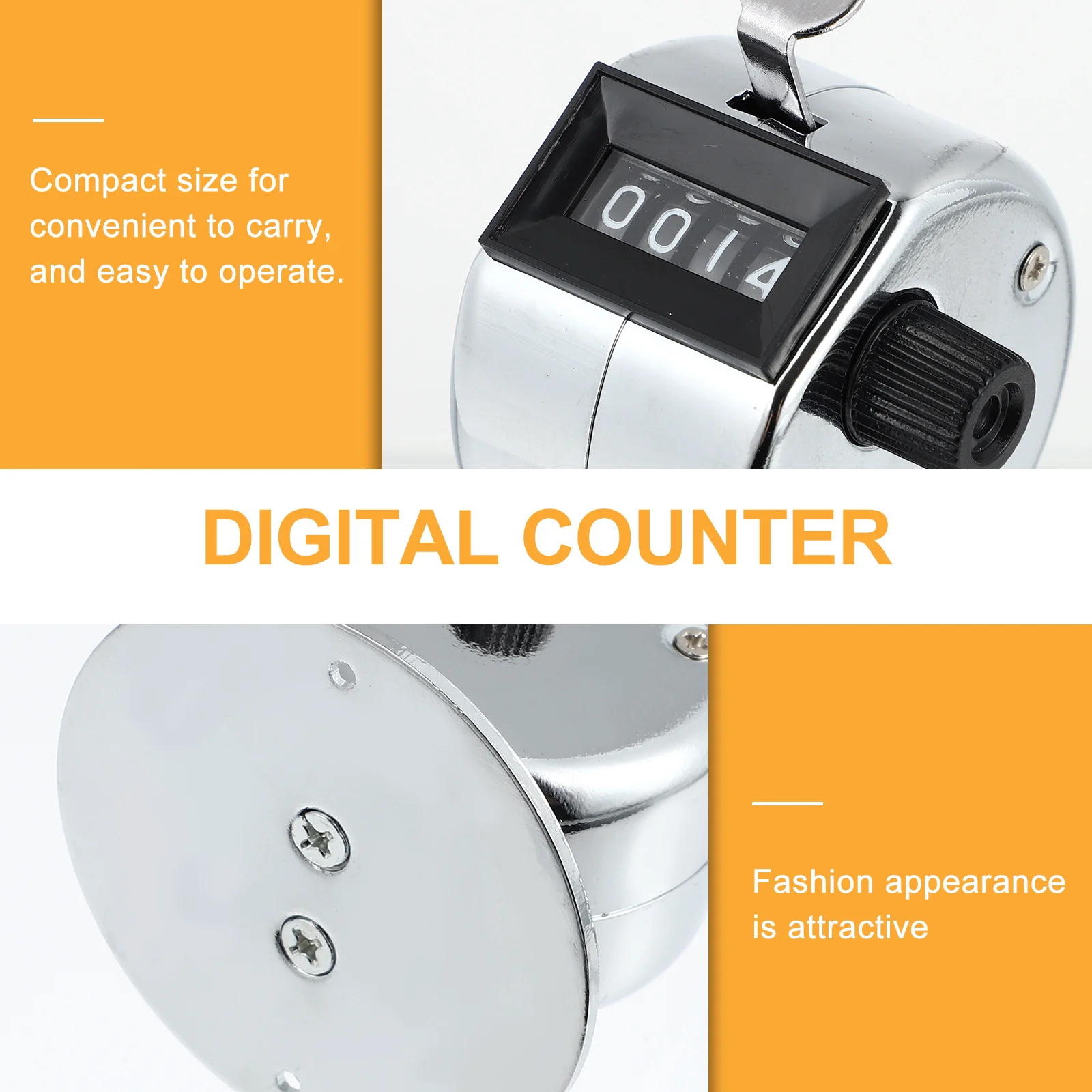 2Pcs Hand Tally Counter Manual Digital Clicker Metal Chromium Plated Iron Wear Resistant Portable Student Counting Recorder