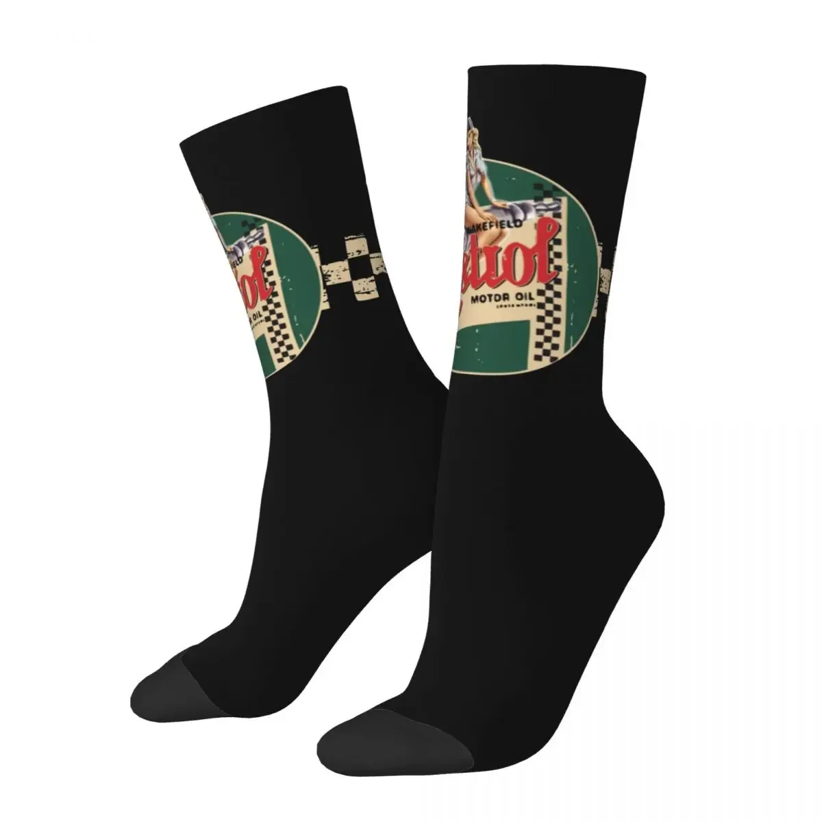 

Castrol Vintage Racing Stripe Pin Up Girl Socks Men's Women's Fashion Motor Oil Socks Spring Summer Autumn Winter Socks Gift