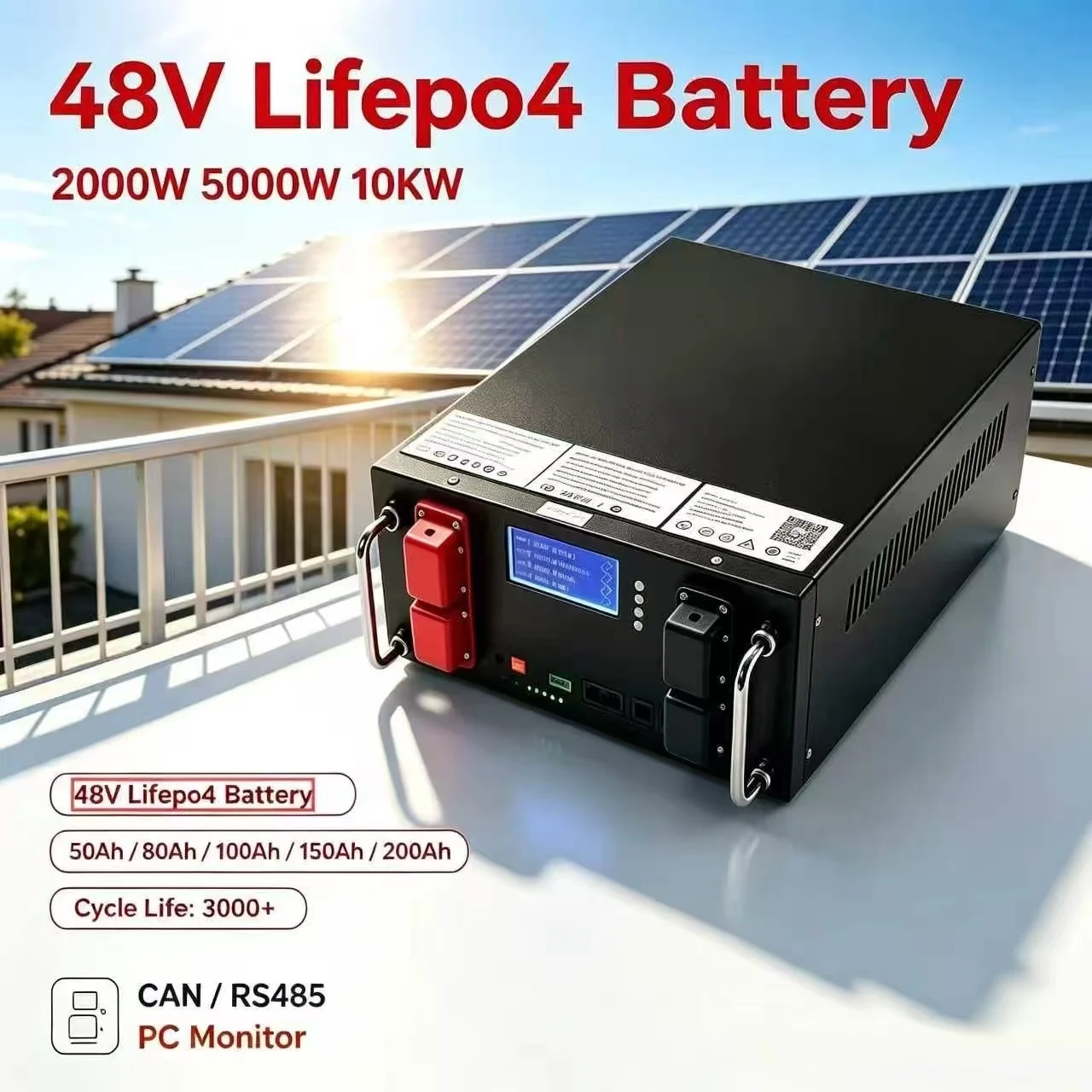 48V 50Ah 100AH 120Ah 150Ah 200Ah Lifepo4 Lithium Battery Bluetooth BMS For Solar System Hybrid Inverter 2000W 5000W 10KW