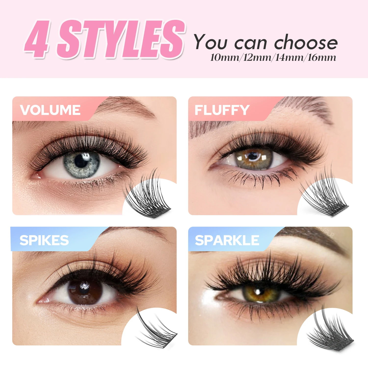 DIY Cluster Lashes Segmented Volume Natural Mink Eyelashes C/D Curl Individual Eyelash Extension Bundles Dovetail Lash