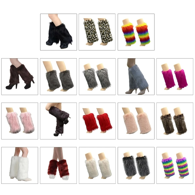 

Womens Furs Leg Warmers Boot Furs Furry Fuzzy Leg Covers Boot Winter Cuffs Cover