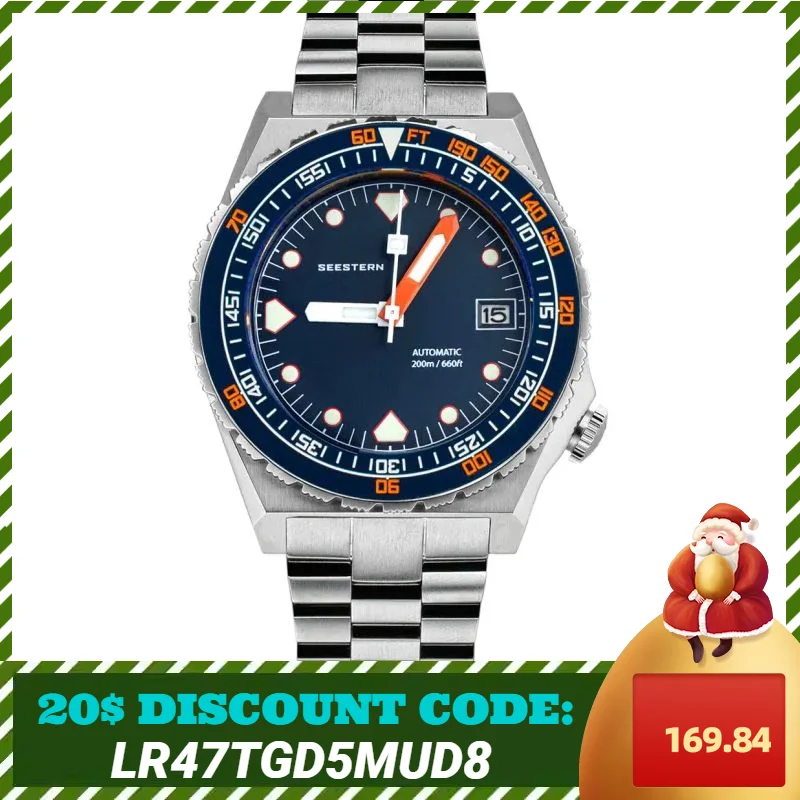 SEESTERN-Reloj de pulsera para hombre SUB600T, reloj de buceo automático NH35, movimiento de bisel de cerámica, Lume mecánico, zafiro, resistente al