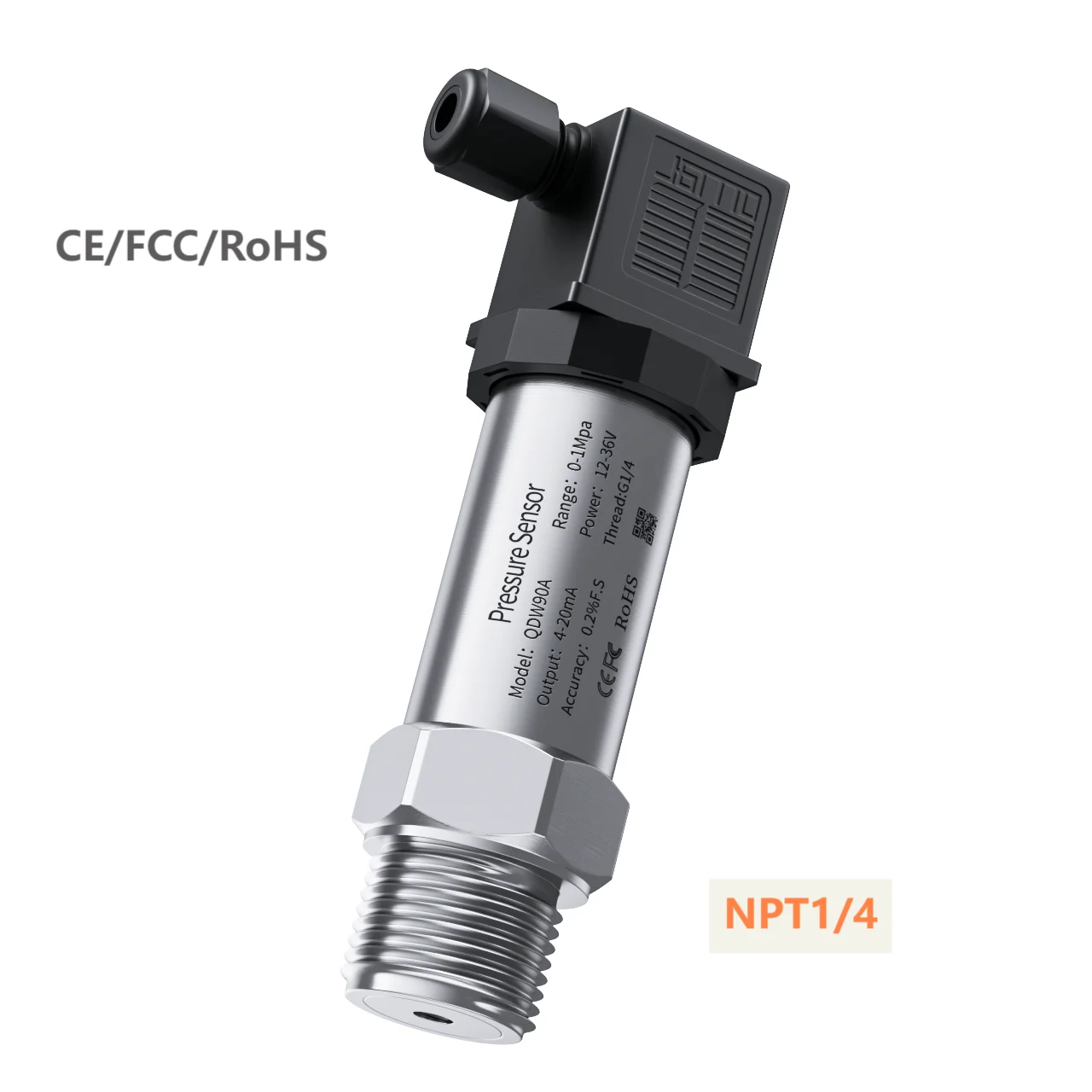 NPT1/4 Pressure Sensor Transmitter 1bar 10bar 50mbar 30kpa 60bar Water Oil Pressure Transducer