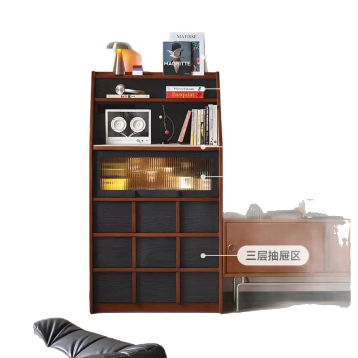 

New Nordic medieval wood dining side cabinet tea cabinet living room retro coffee cabinet integrated locker small apartment