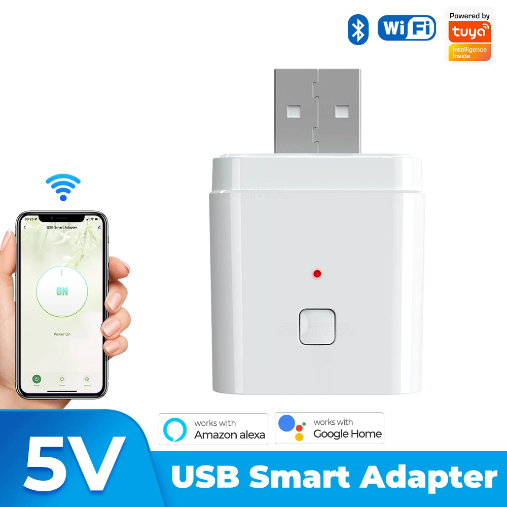 Tuya Smart USB Adaptor Switch Smart Home 5V WiFi Mini  Power Adaptor Mobile Phone Charger Works With Alexa Google