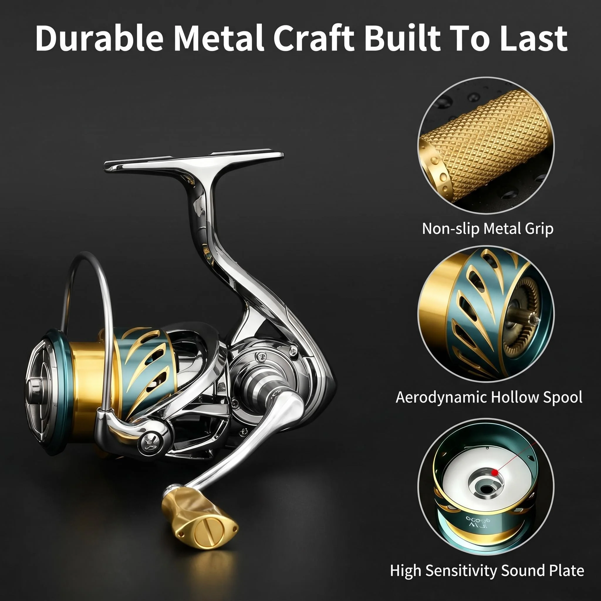 OKUMA 1000-7000 Vollmetall-Spinnrolle 7+1 Lager 5.1:1 Übersetzungsverhältnis 5KG Max. Bremskraft Universelle Köderrolle für Meer- und Süßwasser – Detail 8