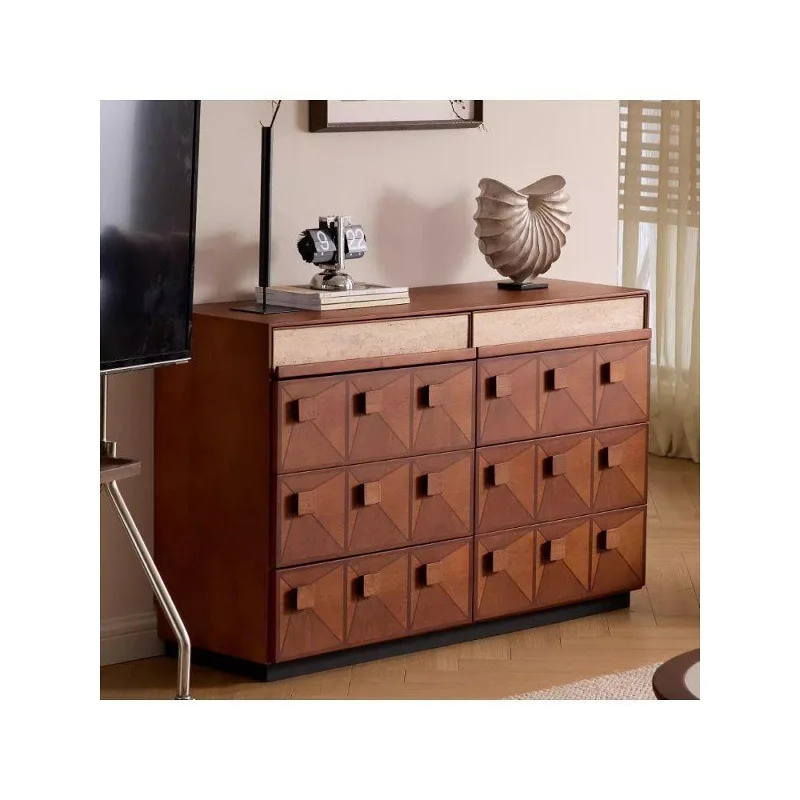 Solid wood storage chest, bedroom, living room against the wall, storage cabinet, retro drawer cabinet, antique style, bedside l