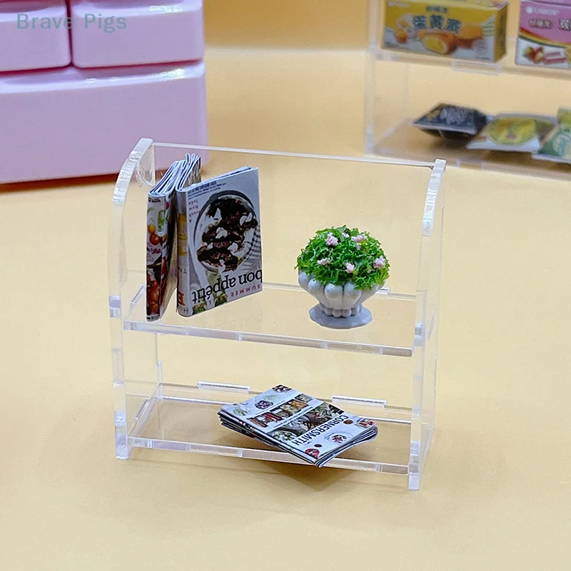 Dollhouse Bookshelf Storage Cabinet Miniature Closet Book Table Shelf Model DIY Toys