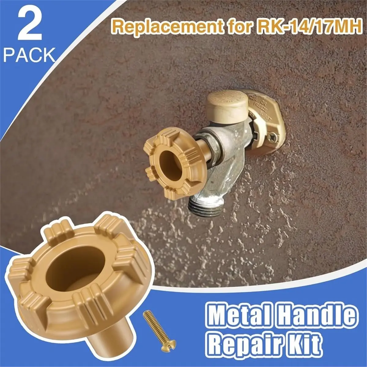 【UPGRADED VERSION】2 Pack Handle Repair Kit for -14/17MH, for Woodford Model 14 and 17 Wall Faucet,Metal Handle Replacement