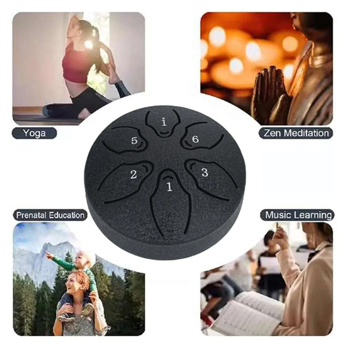 A71P طبلة المطر لطبل اللسان الصلب الخارجي، 6 ملاحظات 3 بوصة شقرا خزان طبل الصلب قرع مبطن مطارق الأخضر الداكن #5