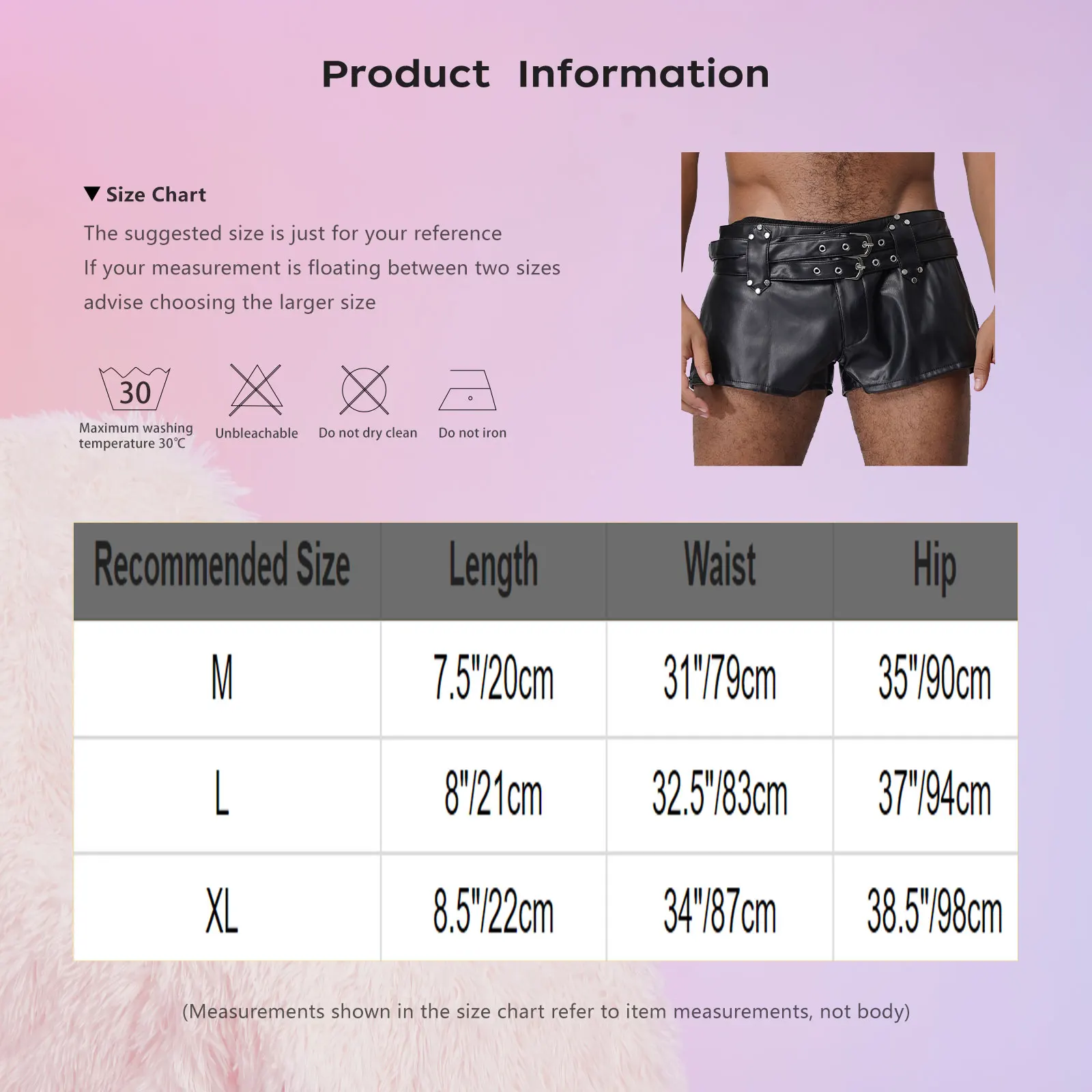 سراويل قصيرة عصرية للرجال من جلد البولي يوريثان، سراويل قصيرة منخفضة الارتفاع مع أحزمة مزدوجة قابلة للتعديل لحفلات مهرجان الموسيقى في الملهى الليلي