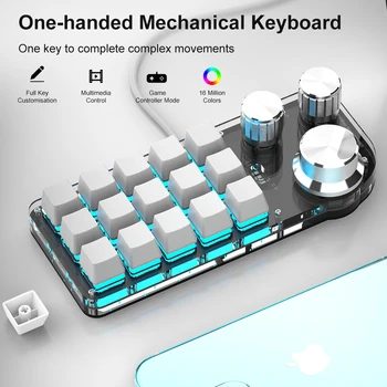 Programming custom macro 15 key 3 button BT RGB/2.4G keyboard with Bluetooth layer function for Photoshop/Game hot swappable