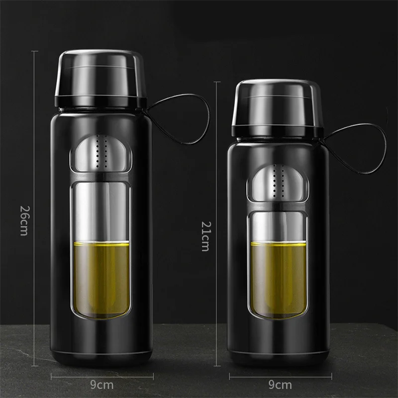 1000ML Travel Tea Infuser Glass Water Bottle With Tea Filter Tea Water Separation Water Cup Portable Filtering Bottle Tumbler