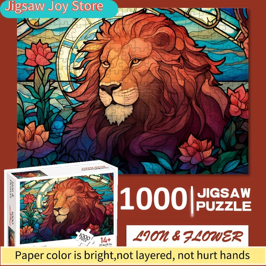 

Jigsaw Puzzle for Adults Featuring a LION & FLOWER from The Fine Art Collection, Perfect for Family Fun, Home Decoration, Wal