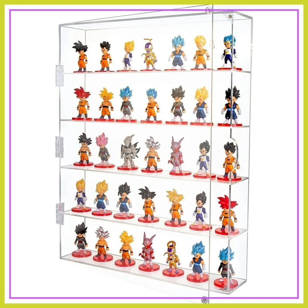 5-Tier Acrylic Display Case for Mini Figures, Dust-Proof Wall Mounted or Desktop, Each Compartment 15.7