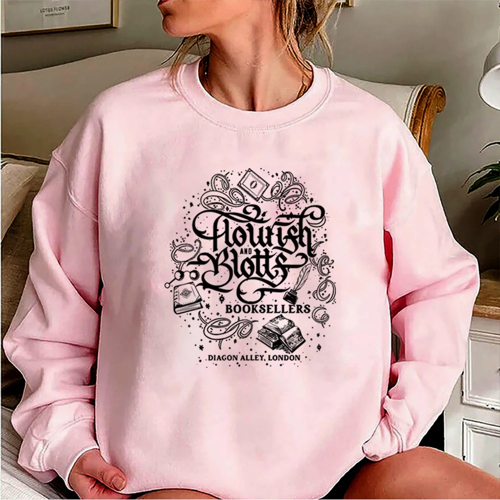 Flourish Blotts Sweatshirt  HP Inspired Bookish Shirt Magic School Hoodie Wizard World Jumper Trendy 9 3/4 Crewneck Sweatshirts