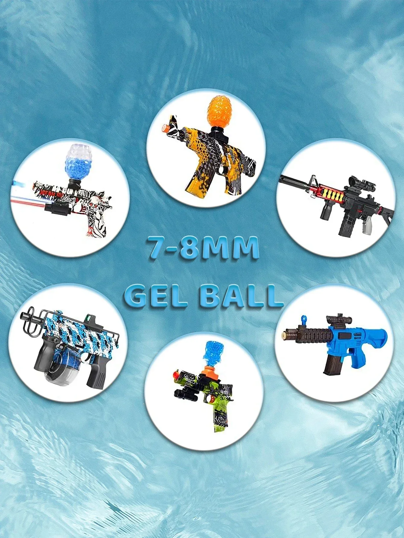 Y7-8MM 50000 قطعة جل الماء الشفاف الخرز الذخيرة ، لكرات جل الناسف مسدس لعبة كهربائي 416 P90 #6