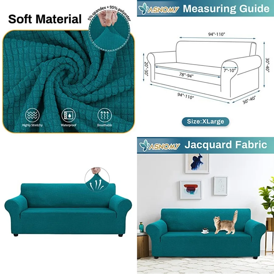 

Couch Covers for 3 Cushion Couch Stretch Sofa Covers Slipcovers, Pet Protector Furniture Covers for Dogs Cats Spandex Jacquard