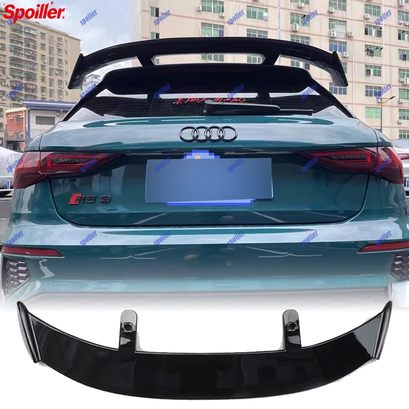 GLossy Black Spoiler for Audi A1 Sportback Q2 Q3 Q5 Q7 A3 Hatchback Universal Carbon Surface Rear Trunk Wing Accessories