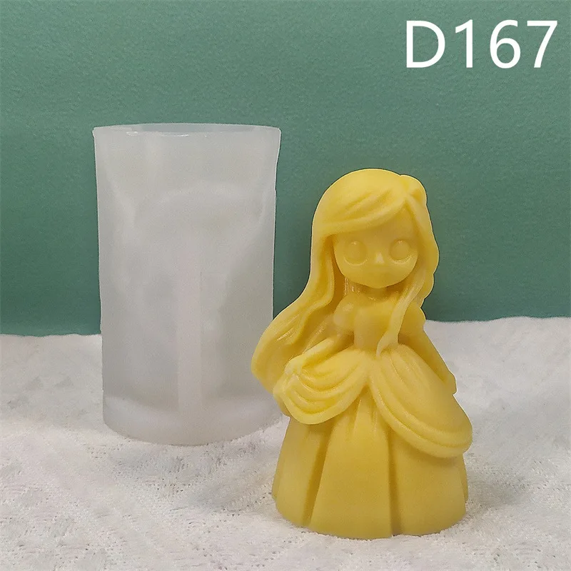 Molde de silicone para casamento vela festiva, Cute Princess Series, Sabão Gesso Molud, Aromaterapia, Gift Making, D166-171