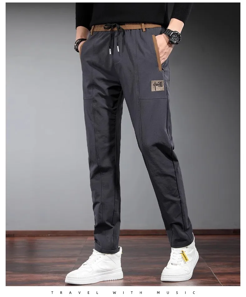 Chinese style new all-in-one wide autumn and winter large size overalls men straight tube fashion sports casual pants