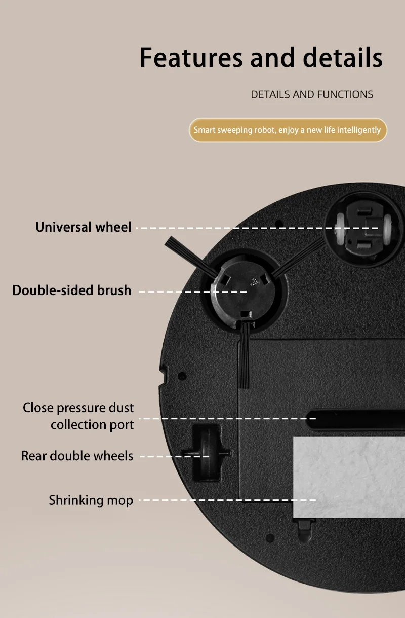 Lenovo 3-in-1 Intelligenter Roboter-Staubsauger 6000Pa Starke Saugkraft Wischfunktion Automatisches Aufladen Lasernavigation Tierhaare Hartböden – Detail 8