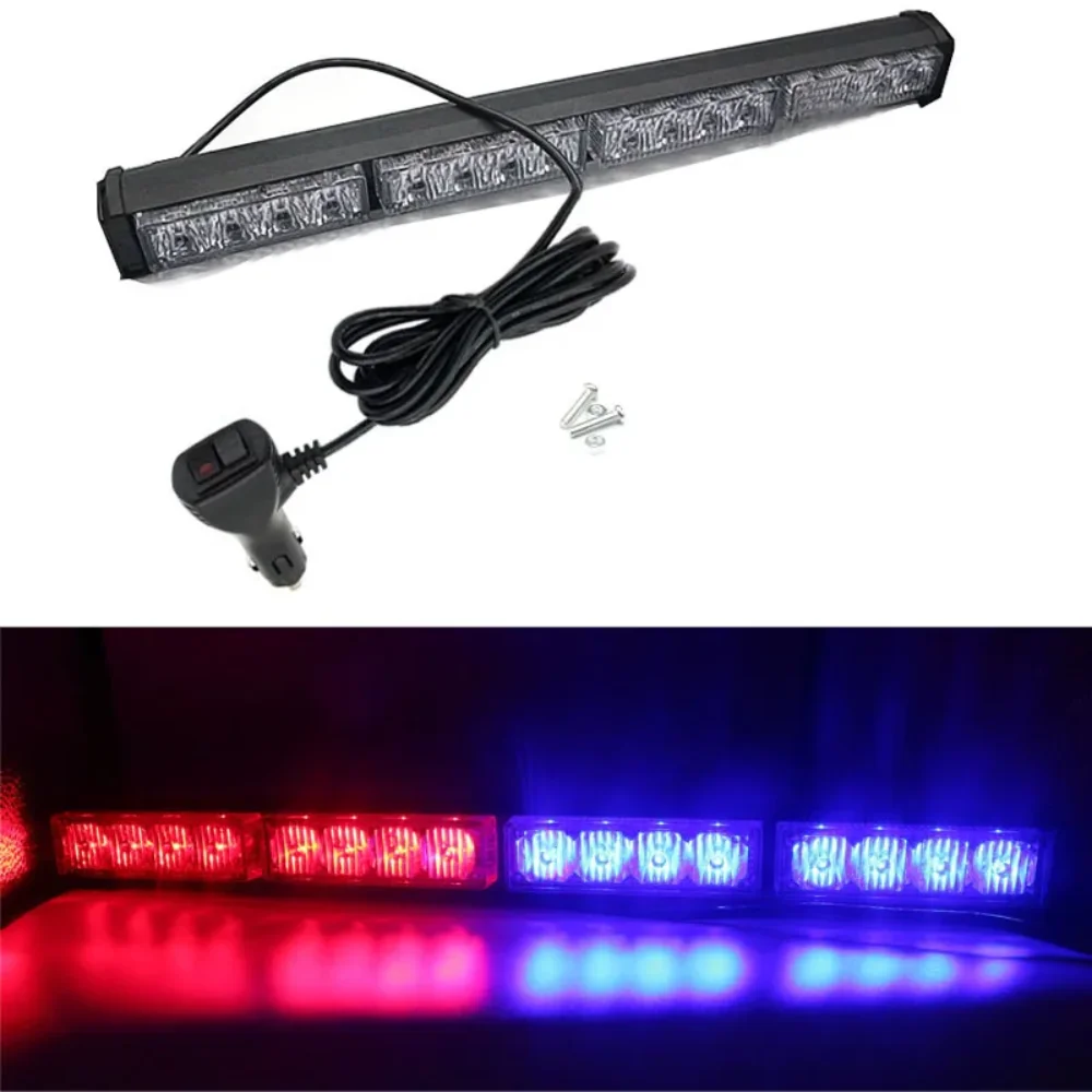 High Visibility 4LED*4 Red Blue Strobe Light Bar Traffic Advisor Warning Emergency Light Flashing Lights Trucks Vehicles 12V24V