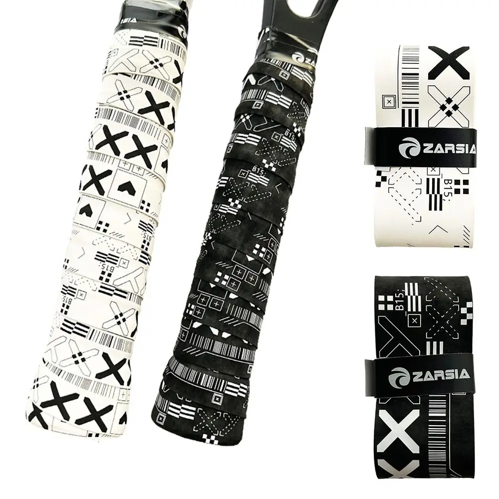 Black White Badminton Racket Overgrips Printing Matte Tennis Racquet Sweatband Shock Absorption Tennis Paddle Over Grips