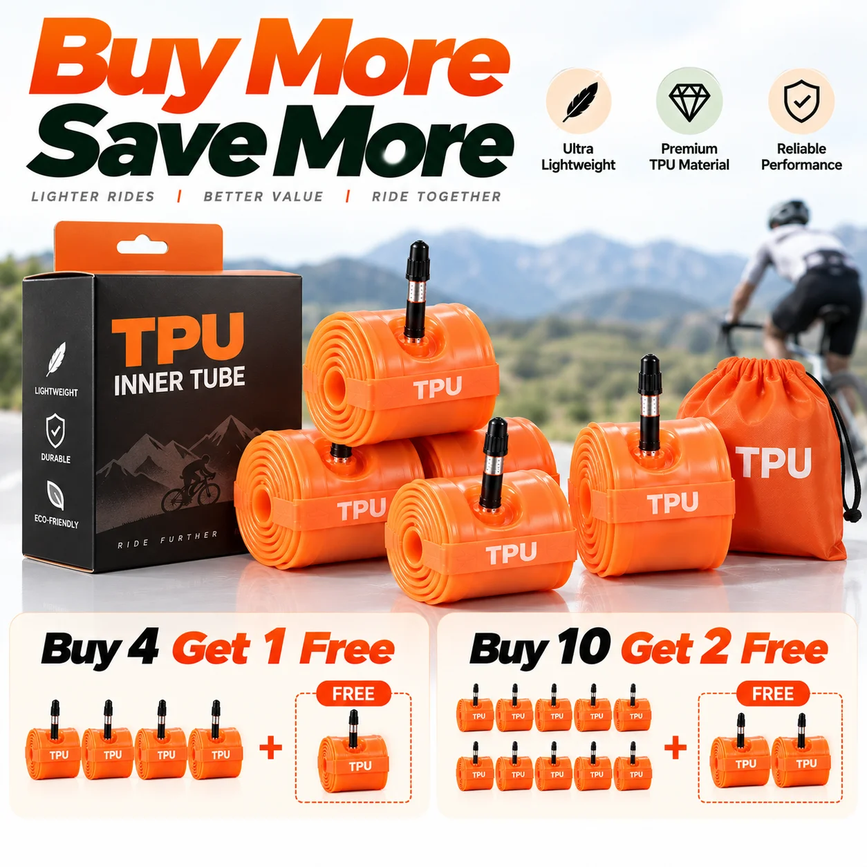700C 18‑32C Presta Valve TPU Road Bike Inner Tube Ultralight Wear‑Resistant Foldable Durable Cycling Emergency Spare Inner Tube