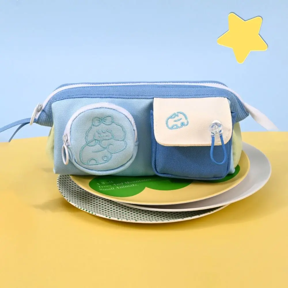Durable Cute Pencil Bag Cartoon Simple Pencil Case Large-capacity Multifunctional Stationery Bag Elementary School Students